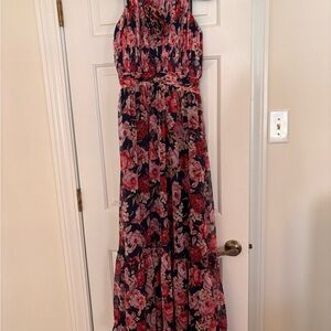 Petal & Pup Navy Maxi Dress with Pink Floral Print